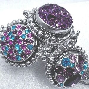 Chunky Rhinestone Bracelet Bold Jewel Tone Colors Statement Toggle Close 7.5 8.5